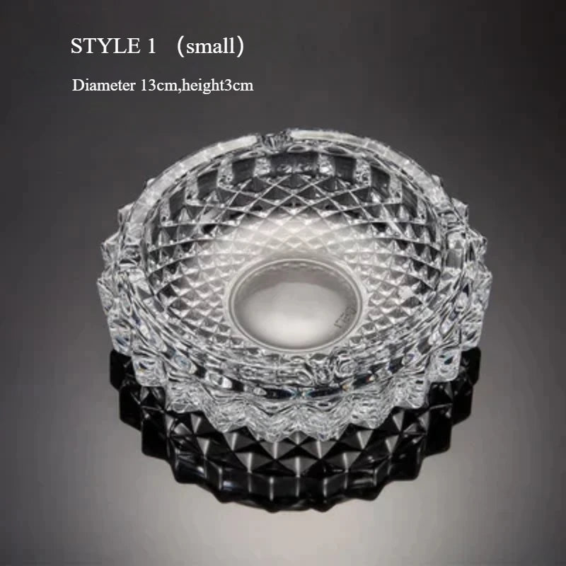 Crystal Ashtray Creative Clear Glass Modern and Elegant Ashtray for Smoking Lovers Household Living Room and Office Supplies