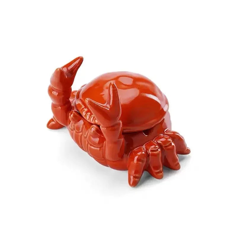 Cute Ceramic Crab Ashtray Office Home Living Room Decoration with Lid Anti-Dust Small Tea Pet Chinese Style Home Decor